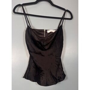 ASTR The Label Black Cowl Neck Spaghetti Straps Zip Back Camisole Top XS